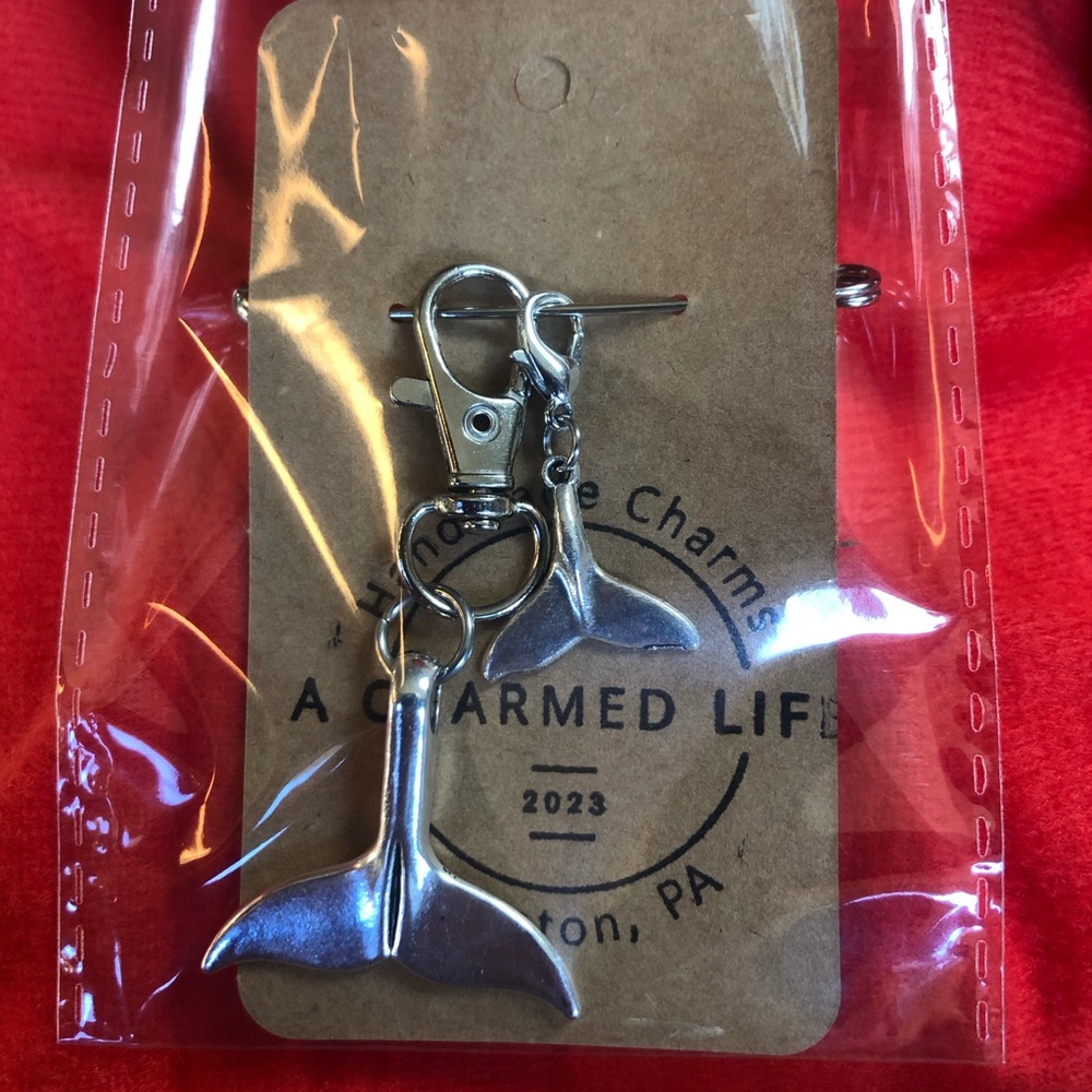 NWT, Handmade by A Charmed Life. Two Silver Whale Tails. Mama & Baby